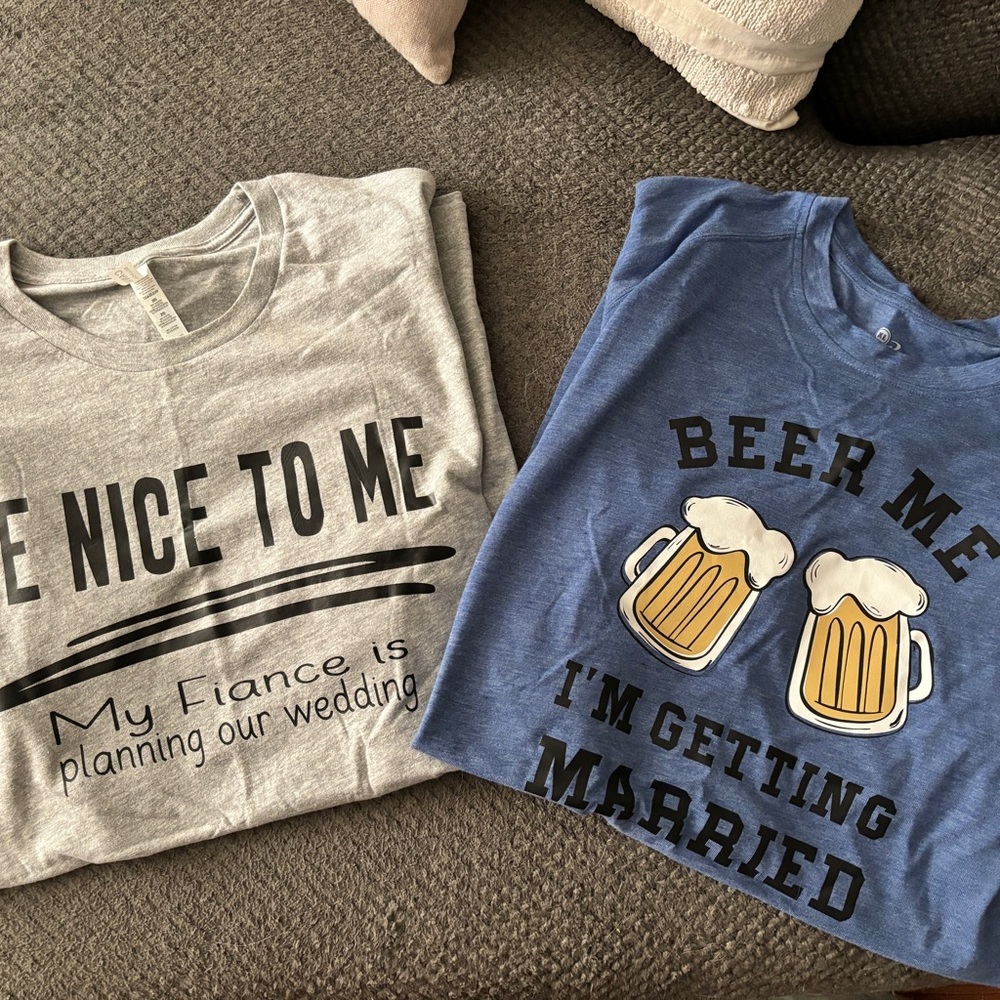 Gray and Blue Graphic T-Shirts